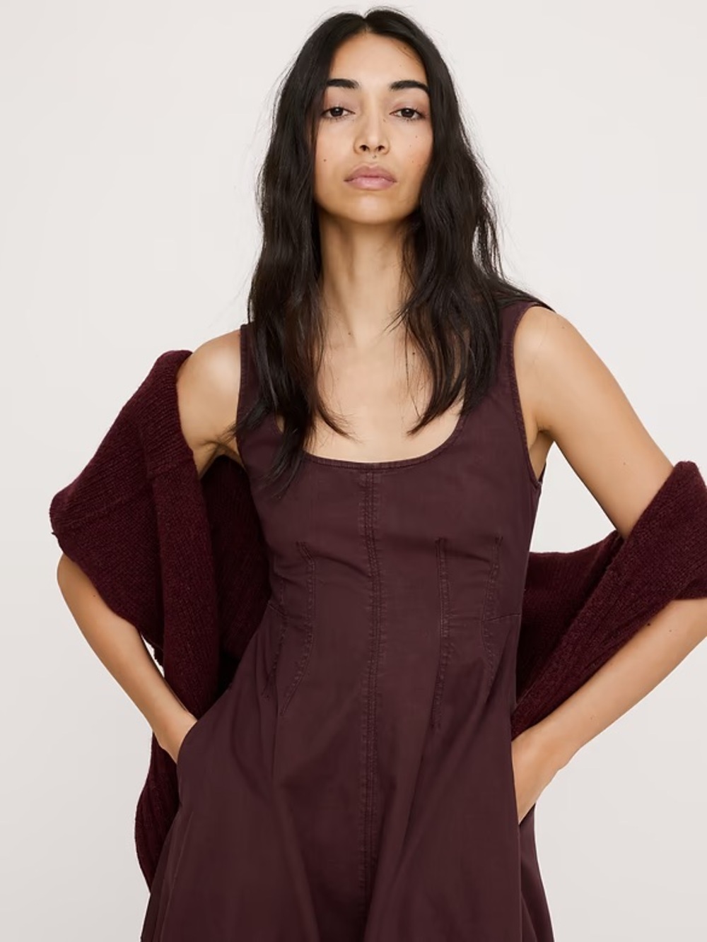 Banana Republic Sleeveless Burgundy Barrell Dress